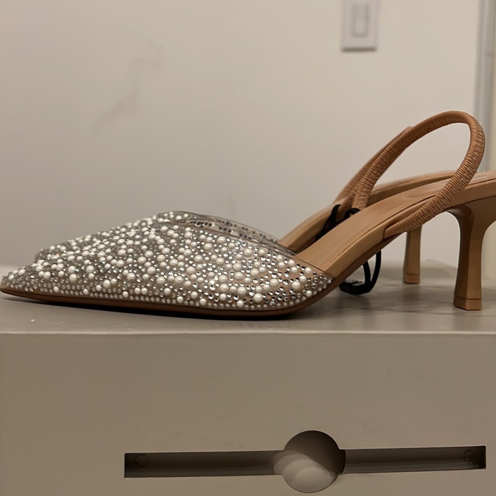 ZARA sling back jeweled shoe